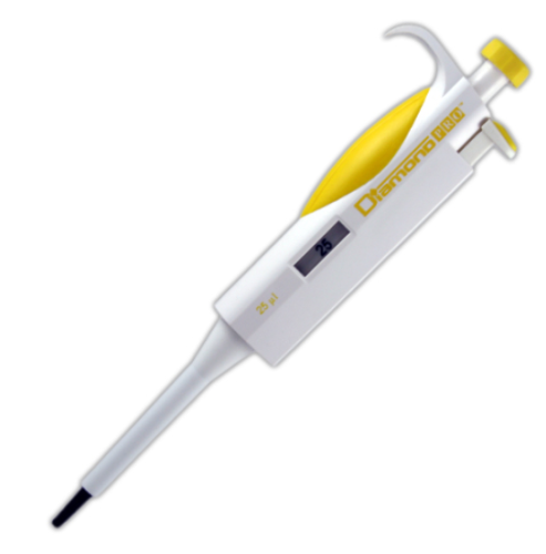 Pipette, Diamond PRO, Fixed Volume, 25 microliter, Yellow, Globe Scientific, 3312-25