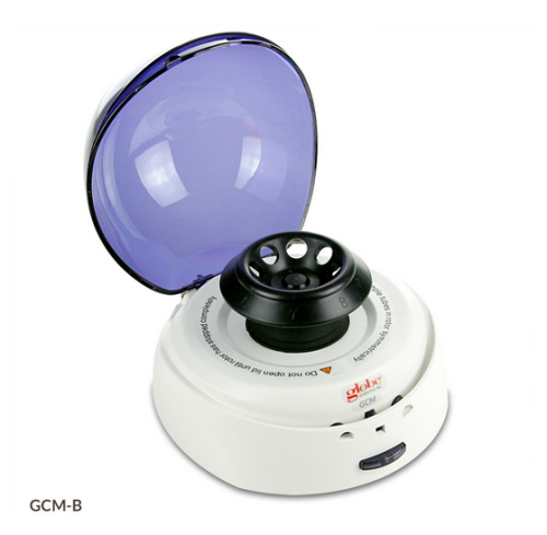 Centrifuge, Mini, 8-Place, 7000 rpm Fixed Speed, 240 V, 50 Hz, UK Plug, Blue Lid (Includes: 8-Place Rotor for 1.5 mL/2.0 mL Tubes, 2 x 8 Place Rotor for PCR Tubes/Strips and Both Sleeves), Globe Scientific, GCM-B-UK