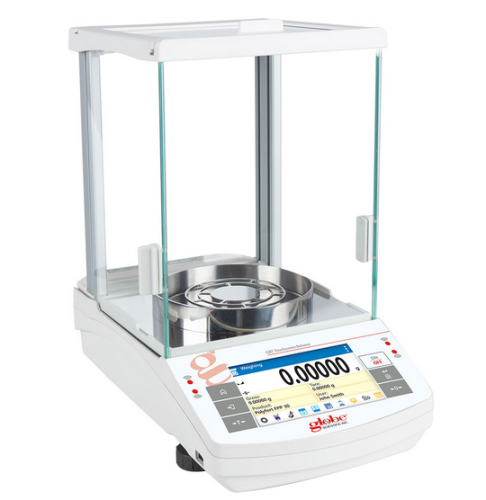 Balance, Analytical, 82/220 g x 0.01/0.1 mg, Internal Calibration, 100-240 V, 50-60 Hz, External Batteries, Includes ISO/IEC 17025:2017 Calibration Certificate, Globe Scientific, GBA-225C-CT