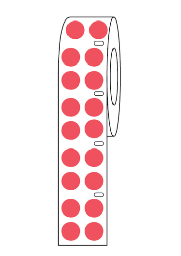 Label Roll, Cryo, Direct Thermal, 9.5 mm Dots, for 1.5 mL Tubes, Red, 4000/PK, Globe Scientific, LTC-95R