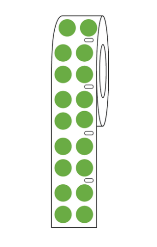Label Roll, Cryo, Direct Thermal, 9.5 mm Dots, for 1.5 mL Tubes, Green, 4000/PK, Globe Scientific, LTC-95G