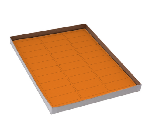 Label Sheets, Cryo, 67 x 25 mm, for Racks and Boxes, 20 Sheets, 30 Labels per Sheet, Orange, 600/PK, Globe Scientific, LCS-67X25N