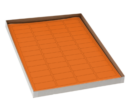 Label Sheets, Cryo, 43 x 19 mm, for Cryovials, 20 Sheets, 52 Labels per Sheet, Orange, 1040/PK, Globe Scientific, LCS-43X19N