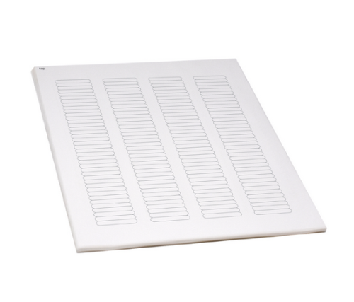 Label Sheets, Cryo, 38 x 6 mm, for Microplates, 20 Sheets, 156 Labels per Sheet, White, 3120/PK, Globe Scientific, LCS-38X6W