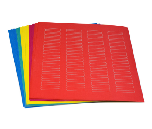 Label Sheets, Cryo, 38 x 6 mm, for Microplates, Assorted Colors (780 labels in Blue, Green, Violet, Red and Yellow), 3900/PK, Globe Scientific, LCS-38X6RW