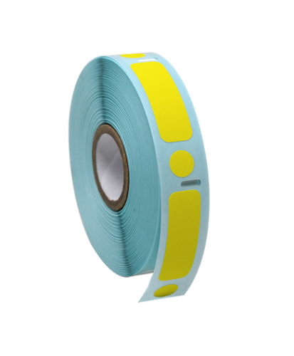 Label/Dot Combo Roll, Cryo, Direct Thermal, 38 x 13 mm & 9.5 mm Dot, for 2.0 mL Tubes, Yellow, 500/PK, Globe Scientific, LTC-38X13-95Y