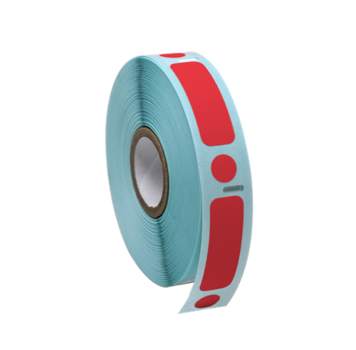Label/Dot Combo Roll, Cryo, Direct Thermal, 38 x 13 mm & 9.5 mm, Dot for 2.0 mL Tubes, Red, 500/PK, Globe Scientific, LTC-38X13-95R
