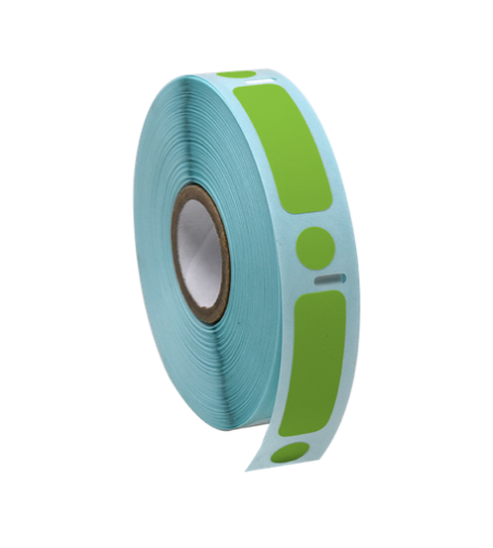 Label/Dot Combo Roll, Cryo, Direct Thermal, 38 x 13 mm & 9.5 mm, Dot for 2.0 mL Tubes, Green, 500/PK, Globe Scientific, LTC-38X13-95G