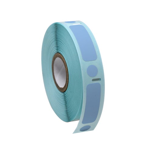 Label/Dot Combo Roll, Cryo, Direct Thermal, 38 x 13 mm & 9.5 mm Dot, for 2.0 mL Tubes, Blue, 500/PK, Globe Scientific, LTC-38X13-95B