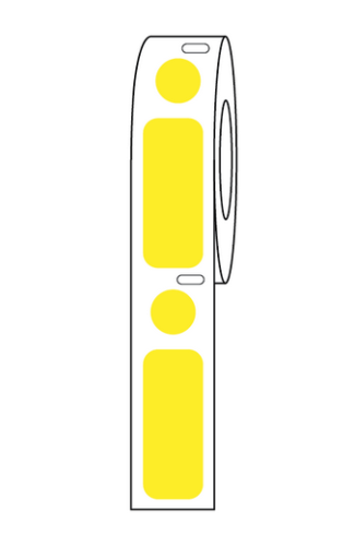 Label/Dot Combo Roll, Cryo, Direct Thermal, 33 x 13 mm & 9.5 mm Dot, for 2.0 mL Tubes, Yellow, 500/PK, Globe Scientific, LTC-33X13-95Y