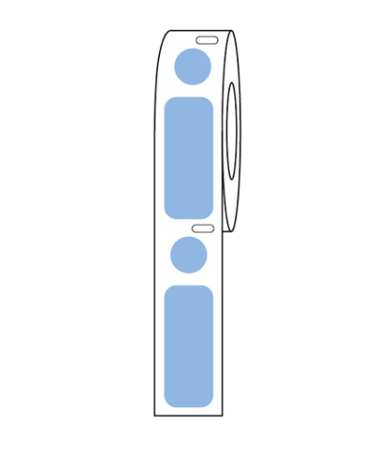 Label/Dot Combo Roll, Cryo, Direct Thermal, 33 x 13 mm & 9.5 mm Dot, for 2.0 mL Tubes, Blue, 500/PK, Globe Scientific, LTC-33X13-95B