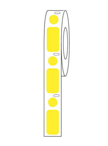 Label/Dot Combo Roll, Cryo, Direct Thermal, 24 x 13 mm & 9.5 mm Dot, for 1.5 mL Tubes, Yellow, 500/PK, Globe Scientific, LTC-24X13-95Y