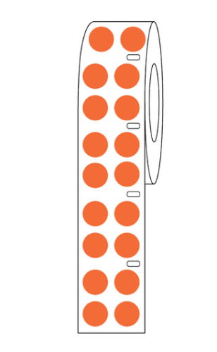 Label Roll, Cryo, Direct Thermal, 13 mm Dots, for 2.0 mL Tubes, Orange, 4000/PK, Globe Scientific, LTC-13N