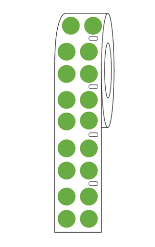 Label Roll, Cryo, Direct Thermal, 13 mm Dots, for 2.0 mL Tubes, Green, 4000/PK, Globe Scientific, LTC-13G