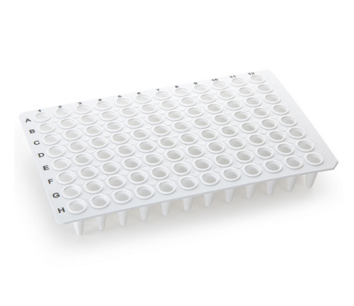 0.1 mL 96-Well PCR Plate, Low-Profile, No Skirt, White, 100/CS, Globe Scientific, PCR-NS-01W