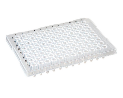 0.2 mL 96-Well PCR Plate, Half Skirt (ABI-style), Flat top, Clear, 100/CS, Globe Scientific, PCR-HS-FL02