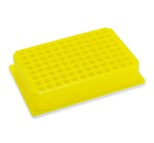 PCR Cold Work Rack, SBS / ISBER Footprint, 4 degrees C, 96 well for PCR Plates and Strips, Green to Yellow, 10/CS, Globe Scientific, PCR-COLDYSBS