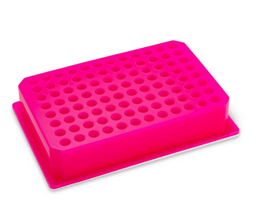 PCR Cold Work Rack, SBS / ISBER Footprint, 4 degrees C, 96 well for PCR Plates and Strips, Purple to Pink, 10/CS, Globe Scientific, PCR-COLDPSBS