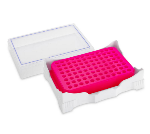 PCR Cold Work Rack, 4 degrees C, 96 well for PCR Plates and Strips, Purple to Pink, 10/CS, Globe Scientific, PCR-COLDP