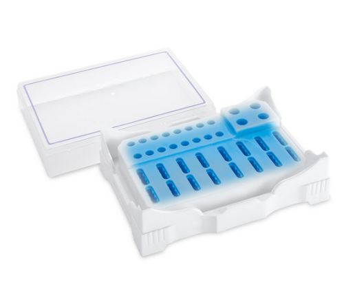 PCR Cold Work Rack, 4 degrees C, holds 64 x 0.1 mL for Corbett Style 4-Strip Tubes, 16 x 0.2 mL PCR Tubes, 4 x 0.5 mL PCR Tubes, Blue to White, 10/CS, Globe Scientific, PCR-COLDCOR