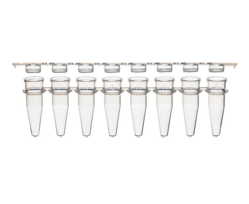 0.2 mL 12-Strip Tubes, with Separate 12-Strip clear Flat caps, Natural, 800/CS, Globe Scientific, PCR-STR-02F-12