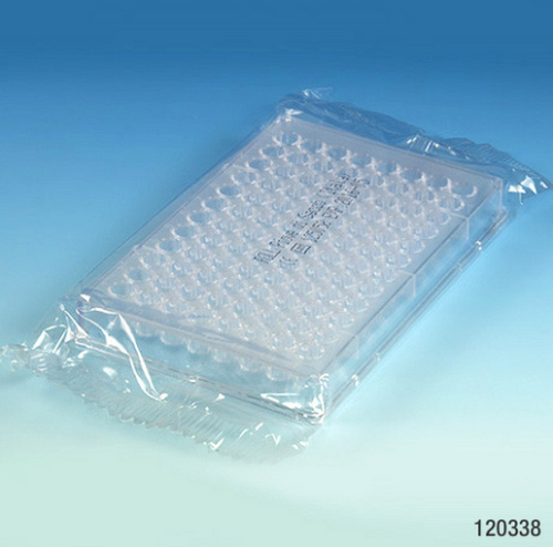 Microtest Plate, 96-Well, Flat Bottom, Polystyrene (PS), STERILE, Individually Wrapped, 50/CS, Globe Scientific, 120338