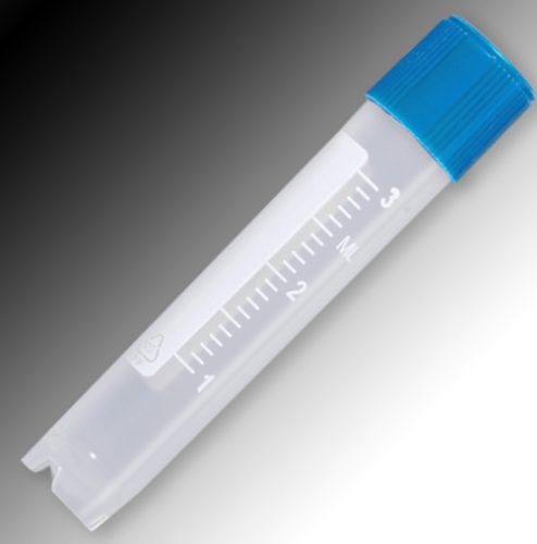 Sample Tube, 3 mL, External Threads, Polypropylene (PP), White Graduations & Marking Area, Round Bottom, Self-Standing (Caps Sold Separately), 1000/CS Total, Globe Scientific, 6053