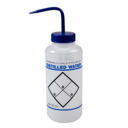 Wide-Mouth Wash Bottle, LDPE, Labeled Distilled Water, 1000 mL, 6/PK, Bel Art Products, F11646-6032