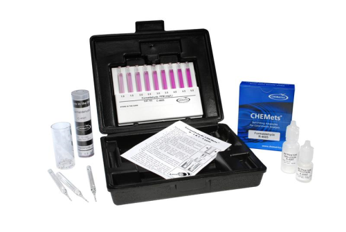 Formaldehyde Test Kit, Visual Colorimetric Analysis, 0-1 & 1-5 ppm, Purpald Method, Chemetrics, Inc., K-4605