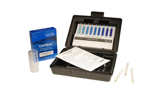 Dissolved Oxygen Test Kit, Visual Colorimetric Analysis, 1-12 ppm, Indigo Carmine Method, Chemetrics, Inc., K-7512