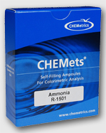 Ammonia Test Kit Refills, Visual Colorimetric Analysis, 0-1 & 1-10 ppm, Direct Nesslerization Method (Shelf Life 5 Months), Chemetrics, Inc., R-1501