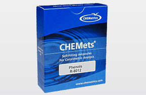 Phenols Test Kit Refills, Visual Colorimetric Method, 0-1 & 0-12 ppm, 4-Aminoantipyrine Method, Chemetrics, Inc., R-8012