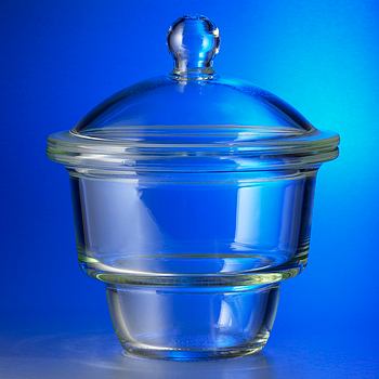 Desiccator, Pyrex, 2.4 L Small Knob Top, 2400 mL Volume, 140 mm Plate Diameter, Corning, 3081-150