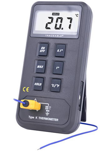 Traceable Digital Therm. with Rec. Output, Range is 50 to 1999 F and 50 to 1300 C, Resolution is 0.1 from 50.0 to 199.9 and is 1 for all Other Readings, Antylia, 4134