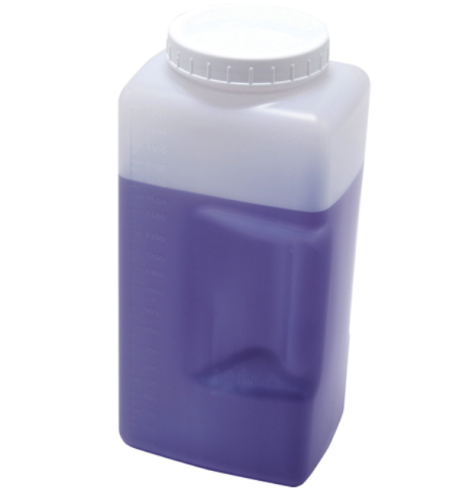 Kartell Graduated Square Bottles, HDPE, Wide Mouth, 2000 mL, 6/PK, Dynalon, 201315-2000W