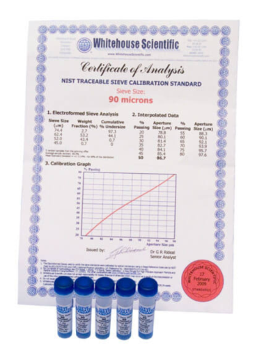 Whitehouse Sieve Reference Standards, 170 Mesh (90 micron) Beads, BS-399