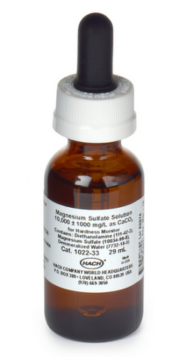 HACH Magnesium Sulfate Standard, 29 mL, for Calcium Titration and Hardness Monitor, 10000 mg/L as CaCO3, for SP510