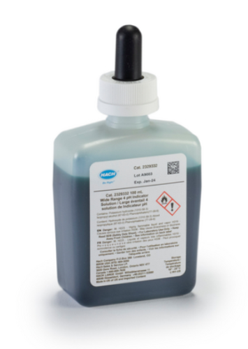 Wide Range pH Indicator Solution, 100 mL Dropper Bottle, HACH, 2329332