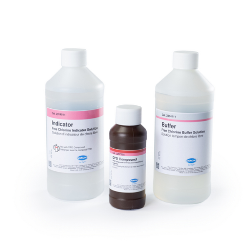 Free Chlorine Reagent Set, Includes DPD compound, Indicator and Buffer, For Rapid Liquid Method, CL17 Process Analyzer, and Bulk Analytical Methods