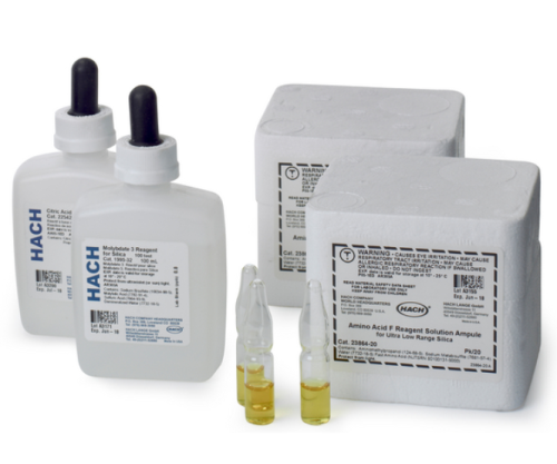 Silica Reagent Set, Ultra Low Range, 3 to 1000 micrograms/L SiO2, 40 tests, HACH, 2581400