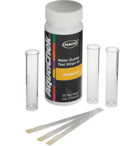 Ammonia (Nitrogen) Test Strips, 0 to 6.0 mg/L, 25/PK, HACH, 2755325