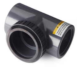 2" PVC Union Mounting Tee Only, for 1.5 inch pH/ORP Sensors, No Junction Box, HACH, MH578N9AZ