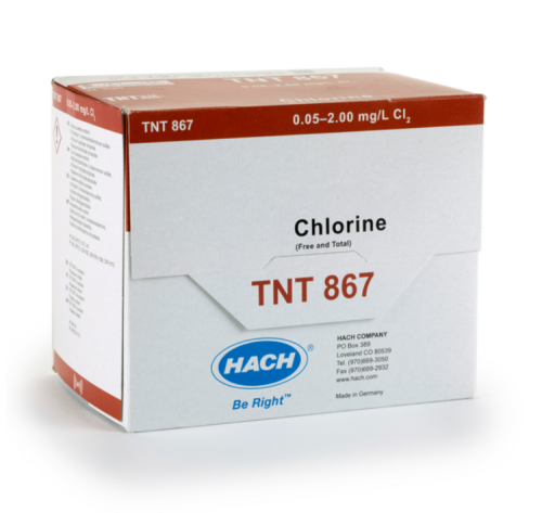 Free and Total Chlorine TNTplus Vial Test (0.05 to 2.00 mg/L Cl2), 24 Tests, HACH, TNT867