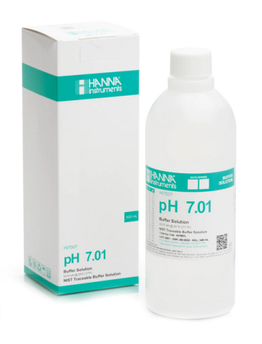 Buffer Solution, pH 7.01, 500 mL Bottle, Hanna Instruments, HI7007L