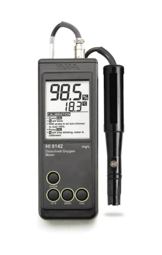 Dissolved Oxygen Meter, Waterproof, with Polarographic Probe Kit, Hanna Instruments, HI9142