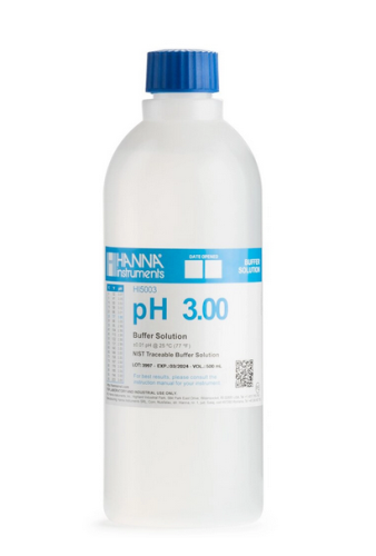 pH 3.00 Buffer, Technical Grade, 500 mL Bottle, Hanna Instruments, HI5003