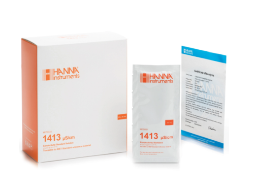 1413 µS/cm Conductivity Standard w/ COA, 25 x 20 mL, Hanna Instruments, HI70031C