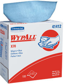 WYPALL X70 Wiper, 9.1 x 16.8 in., Blue, 100 Wipers/Box