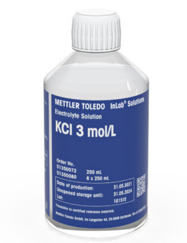 Electrolyte KCl 3M 250 mL Bottle, Mettler, 51350072