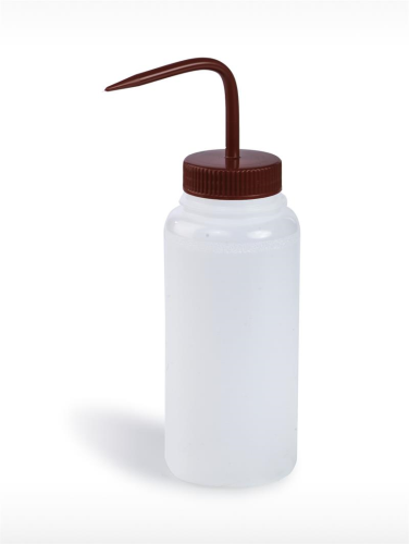 Wide-Mouth Wash Bottle.500 mL, Polyethylene, Red, Bel Art Products, F11625-0500